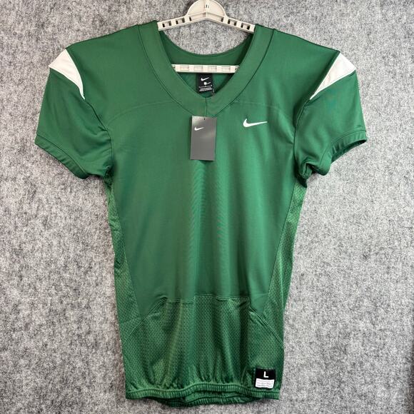New Nike Football V Neck Short Sleeve Jersey Mens Size Large 845929-342 Green - Picture 1 of 6